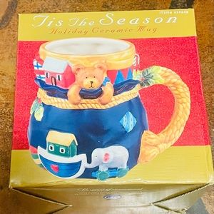Vintage Tis the Season Susan Winget Santa's Toy Bag Holiday Ceramic Mug